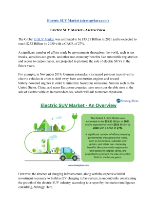 Electric SUV Market - An Overview