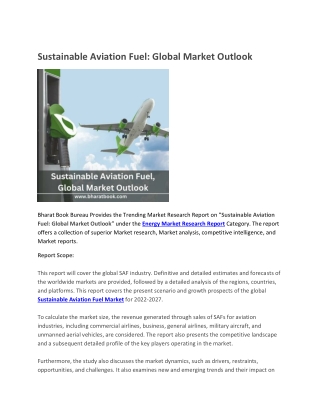 Sustainable Aviation Fuel, Global Market Outlook