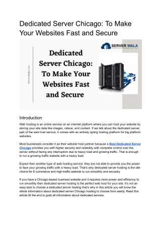 Dedicated Server Chicago_ To Make Your Websites Fast and Secure