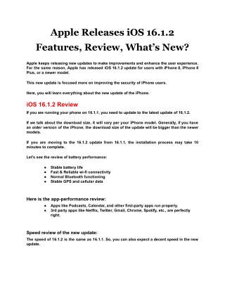 Apple Releases iOS 16.1.2 Features, Review, What’s New_