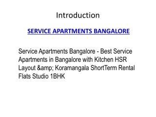 SERVICE APARTMENTS BANGALORE