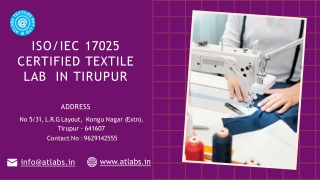 ISOIEC 17025 CERTIFIED TEXTILE TESTING SERVICE IN TIRUPUR