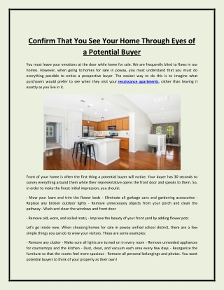 Confirm That You See Your Home Through Eyes of a Potential Buyer
