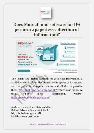 Does Mutual fund software for IFA perform a paperless collection of information