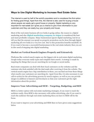 Ways to Use Digital Marketing to Increase Real Estate Sales
