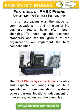 Features of PABX Phone Systems in Dubai Business