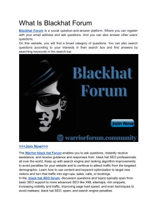 What Is Blackhat Forum