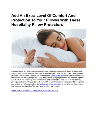 Add An Extra Level Of Comfort And Protection To Your Pillows With These Hospitality Pillow Protectors