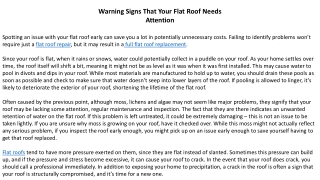 Warning Signs That Your Flat Roof Needs Attention