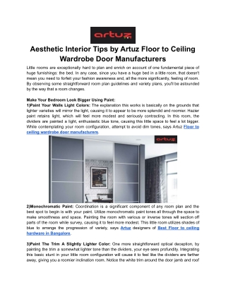 Aesthetic Interior Tips by Artuz Floor to Ceiling Wardrobe Door Manufacturers