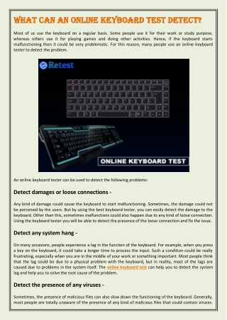 What can an online keyboard test detect