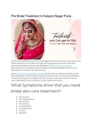 Pre Bridal Treatment In Kalyani Nagar Pune