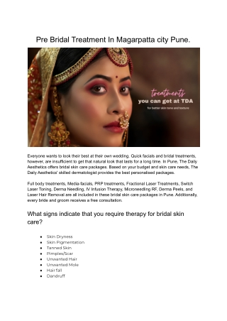 Pre Bridal Treatment In Magarpatta city Pune
