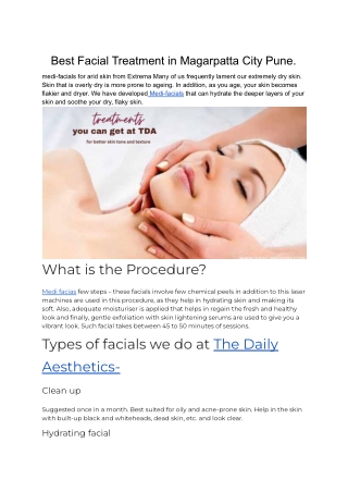 Best Facial Treatment in Magarpatta City Pune