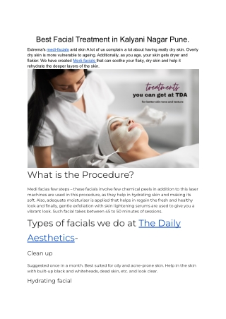 Best Facial Treatment in Kalyani Nagar