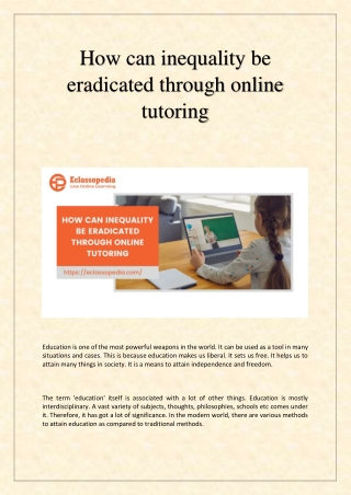 How can inequality be eradicated through online tutoring