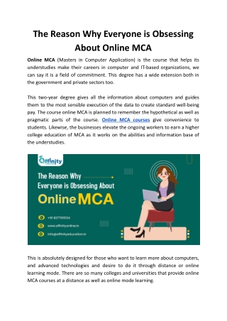 The Reason Why Everyone is Obsessing About Online MCA