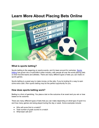 Learn More About Placing Bets Online