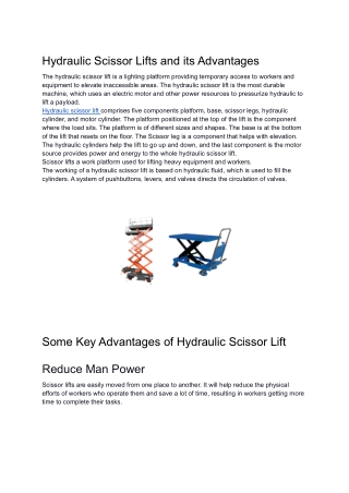 Hydraulic Scissor Lifts