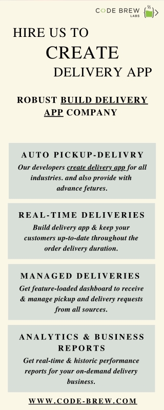 Best Deliver App Development Company In USA & UAE | Code Brew Labs