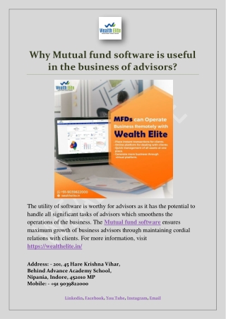 Why Mutual fund software is useful in the business of advisors