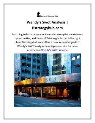 Wendy’s Swot Analysis  Bstrategyhub.com
