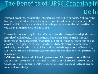 The Benefits of UPSC Coaching in Delhi