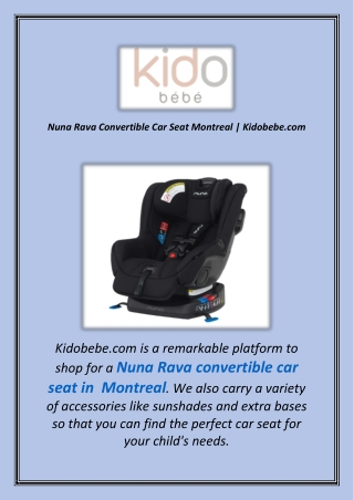 Nuna Rava Convertible Car Seat Montreal | Kidobebe.com