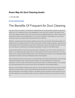 Green Way Air Duct Cleaning Austin