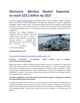 Electronic Warfare Market Expected to Reach $23.2 billion by 2027