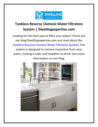 Tankless Reverse Osmosis Water Filtration System  Dwellingexpertise.com