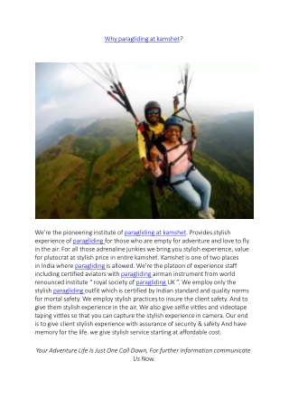 Why paragliding at kamshet