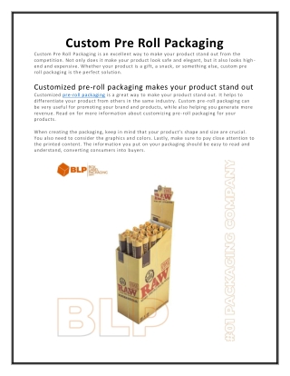 Custom Pre Roll Packaging