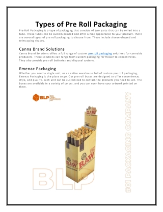 Types of Pre Roll Packaging