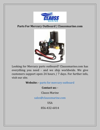 Parts For Mercury Outboard  Claussmarine.com