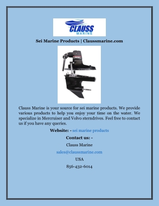 Sei Marine Products  Claussmarine.com