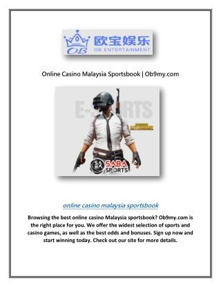 Online Casino Malaysia Sportsbook | Ob9my.com