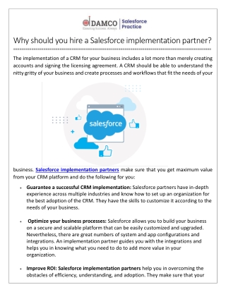 Why should you hire a Salesforce implementation partner