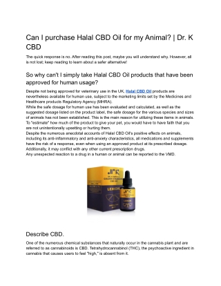 Can I purchase Halal CBD Oil for my Animal_ _ Dr. K CBD