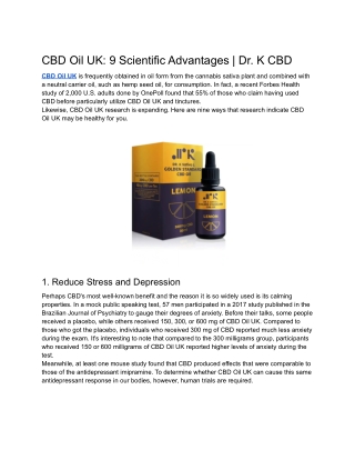 CBD Oil UK_ 9 Scientific Advantages _ Dr. K CBD