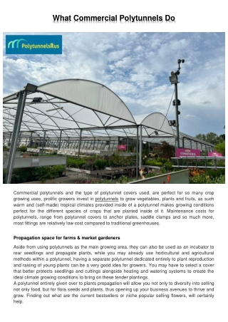 What Commercial Polytunnels Do