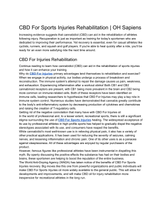 CBD For Sports Injuries Rehabilitation _ OH Sapiens
