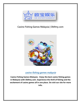 Casino Fishing Games Malaysia | Ob9my.com