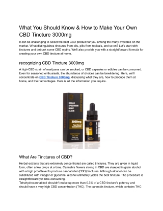What You Should Know & How to Make Your Own CBD Tincture 3000mg