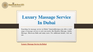 Luxury Massage Service In Dubai | Jumeirahbestspa.com