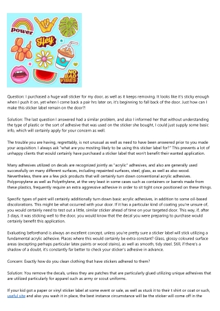 Why Some Stickers as well as Wall Decals Will Not Sat Tight, And Washing Clothes