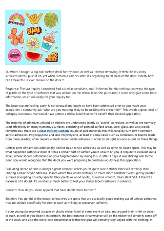 Why Some Stickers and Wall Surface Decals Won't Stay Put, And Washing Garments W