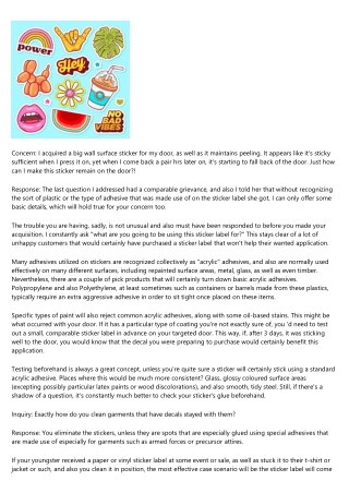 Why Some Stickers and Wall Decals Won't Stay Put, As Well As Washing Clothing Wi