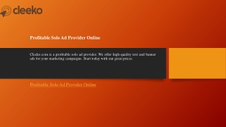 Profitable Solo Ad Provider Online  Cleeko.com