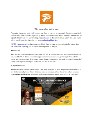 Why order online food in train